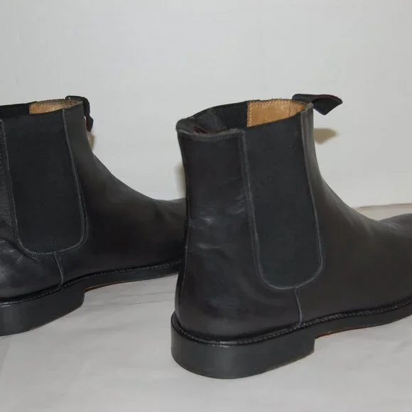 US 10.5 🔥 Polo Ralph Lauren Men's Black Leather Riding Biker Ankle Boots $1200